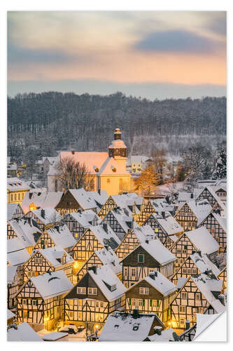 Sticker mural Freudenberg in Siegerland on a winter evening