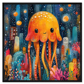 Gerahmter Kunstdruck Orangefarbene süße Qualle