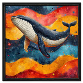 Gerahmter Kunstdruck Wal in einem Farbenmeer