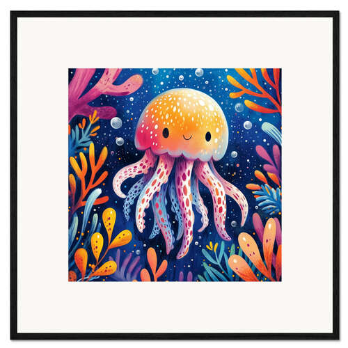 Plakat artystyczny premium w ramie Cute Jellyfish
