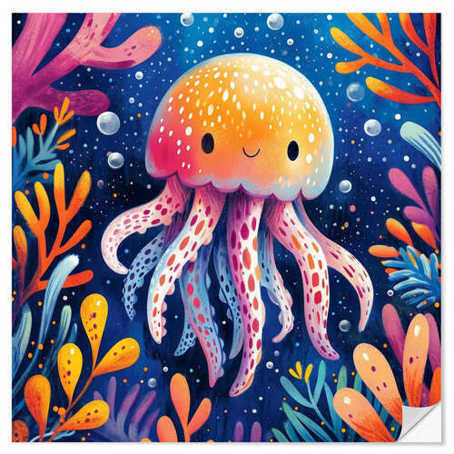 Naklejka na ścianę Cute Jellyfish