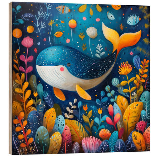 Cuadro de madera Fantasy Whale