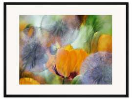 Gerahmter Kunstdruck Mohn und Pusteblumen