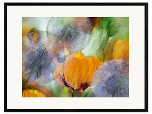 Impression artistique encadrée Poppies and Dandelions