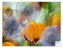 Selvklebende plakat Poppies and Dandelions