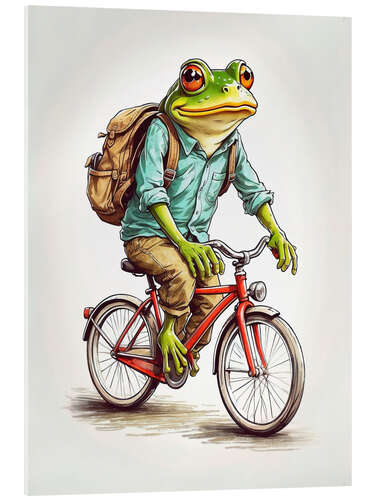 Acrylic print Happy Frog on a bicycle