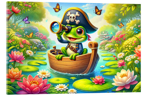 Acrylglas print Pirate Frog on a treasure hunt