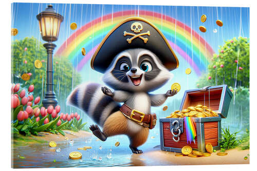 Akrylbillede Pirate Raccoon with treasure
