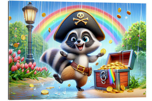 Galleriataulu Pirate Raccoon with treasure