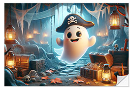 Selvklebende plakat Pirate ghost in a ship