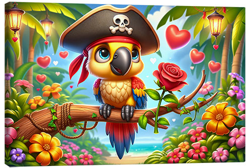 Canvas-taulu Pirate Parrot in the jungle