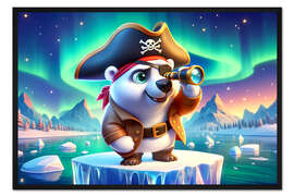 Gerahmter Kunstdruck Piraten-Eisbär auf einer Eisscholle