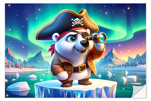 Naklejka na ścianę Pirate Polar Bear on an ice floe