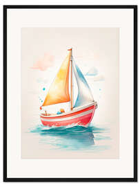 Gerahmter Kunstdruck Segelboot im Wind
