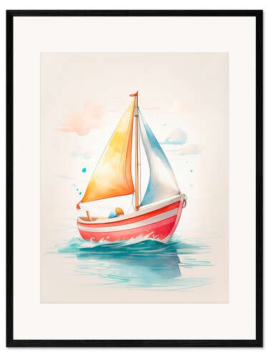 Impression artistique encadrée Sailboat in the wind
