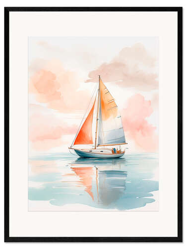 Ingelijste kunstdruk Sailing in the sea