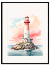 Kehystetty taidepainatus Lighthouse in watercolour I