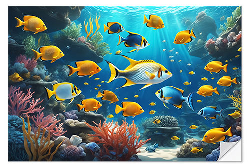 Selvklebende plakat Tropical Coral Reef