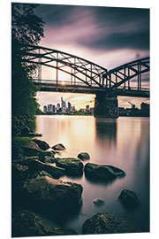 Foam board print Frankfurt am Main romantic water landscape in the sunset