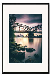 Gerahmter Kunstdruck Frankfurt, Romantische Wasserlandschaft im Sonnenuntergang