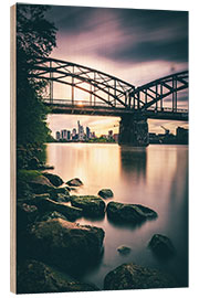 Hout print Frankfurt am Main romantic water landscape in the sunset