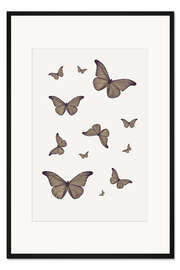 Gerahmter Kunstdruck Braune Schmetterlinge