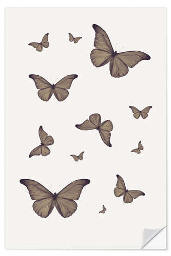 Selvklebende plakat Brown Butterflies