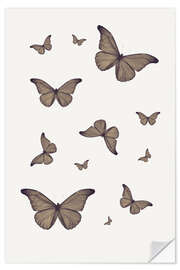 Selvklebende plakat Brown Butterflies