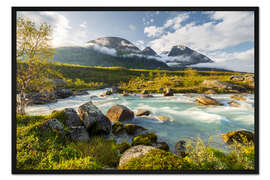 Gerahmter Kunstdruck Sonnenaufgang in Lappland