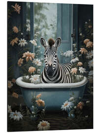 Magnettafel Zebra im Blumenbadezimmer