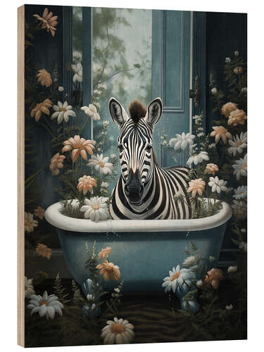 Hout print Zebra in Flower Bathroom