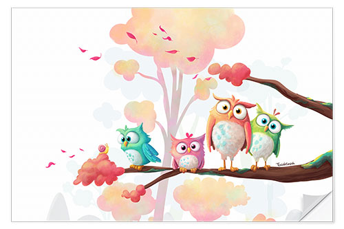 Sticker mural Owl family