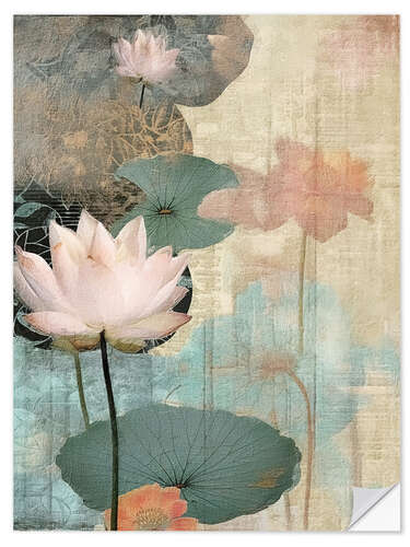 Selvklæbende plakat Zen Lotus Flowers I