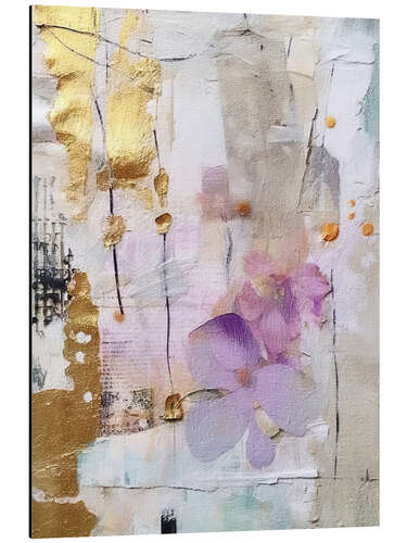 Tableau en aluminium Golden Lilac Collage II