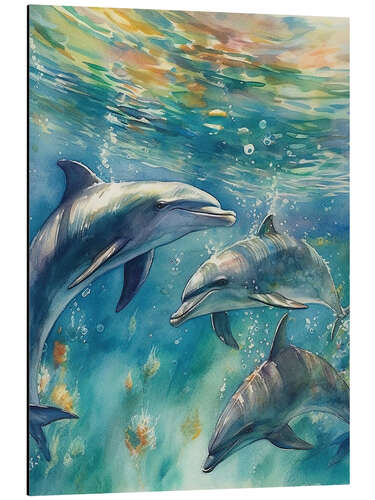 Aluminium print Dolphin Fun