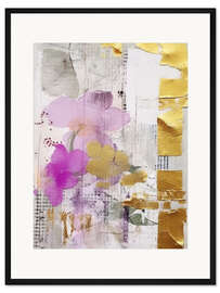 Gerahmter Kunstdruck Goldene Flieder-Collage IV