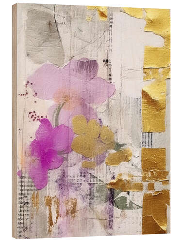 Wood print Golden Lilac Collage IV