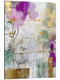 Magnettafel Goldene Flieder-Collage VIII