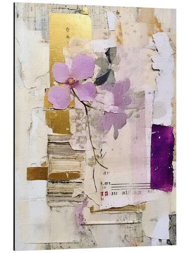 Stampa su alluminio Golden Lilac Collage X