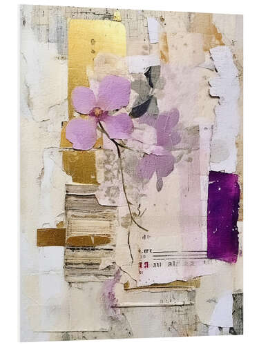 Print på skumplade Golden Lilac Collage X