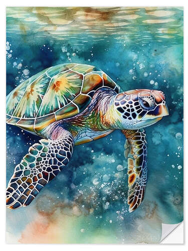 Sticker mural Swimming turtle