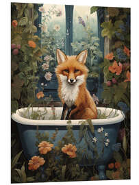 Print på skumplade Fox in Flower Bathroom