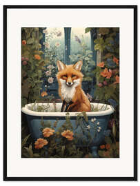 Gerahmter Kunstdruck Fuchs im blumigen Badezimmer