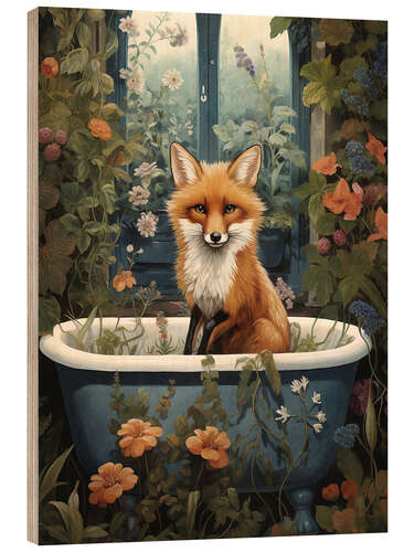 Cuadro de madera Fox in Flower Bathroom