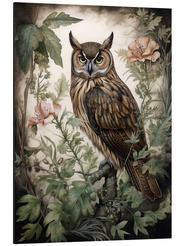 Aluminium print Botanical Owl