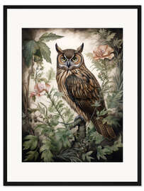 Gerahmter Kunstdruck Botanische Eule