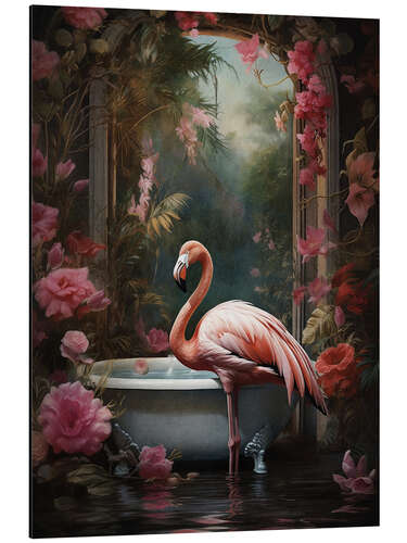 Tableau en aluminium Flamingo in Bathroom