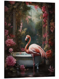 Tableau en aluminium Flamingo in Bathroom