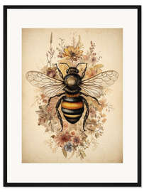 Gerahmter Kunstdruck Boho Biene auf Wildblumen