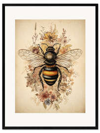 Impressão artística com moldura Boho Bee on Wild Flowers